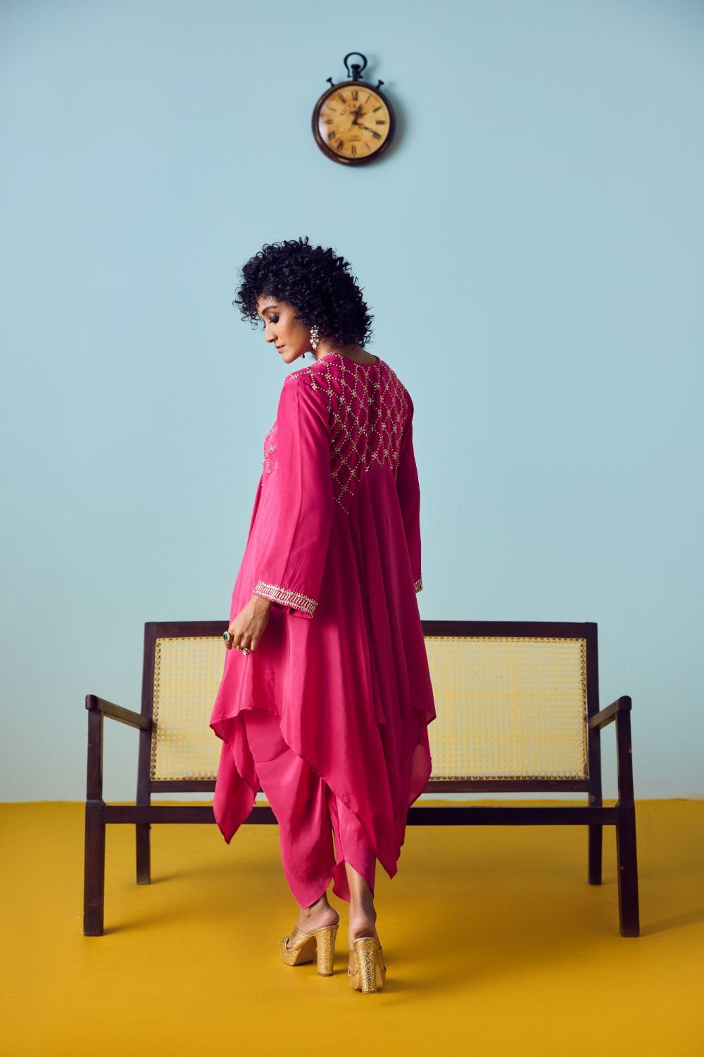 Sureen Pink Asymmetric Kurta Set