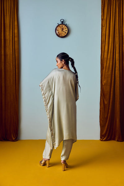 Nourie Sage Green Hand-Embroidered Kaftan Set