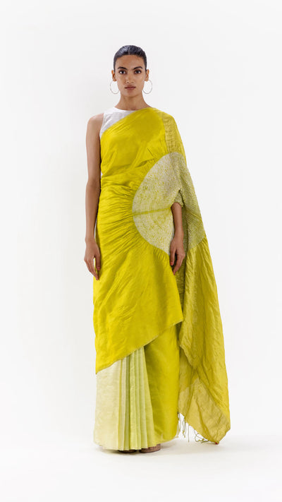 THE HANDSFREE SAREE - METALLIC LIME (CS2A1)
