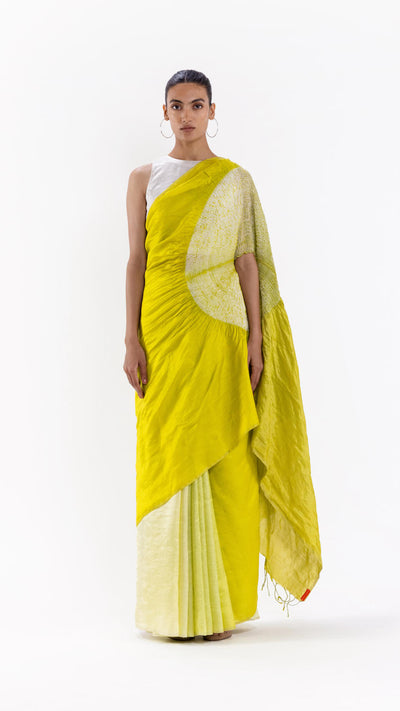 THE HANDSFREE SAREE - METALLIC LIME (CS2A1)