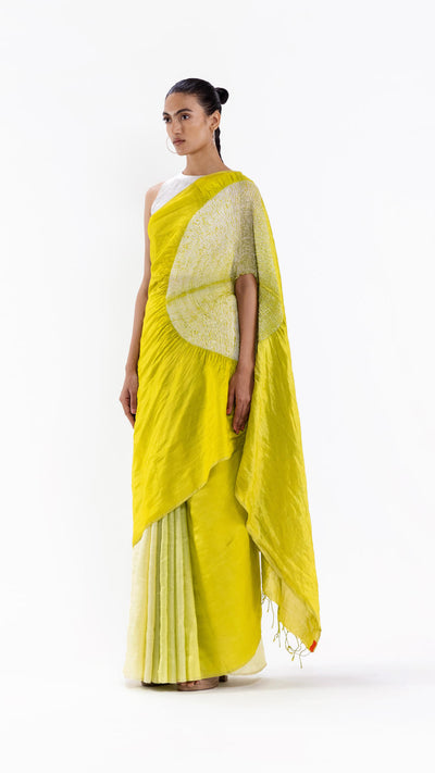 THE HANDSFREE SAREE - METALLIC LIME (CS2A1)