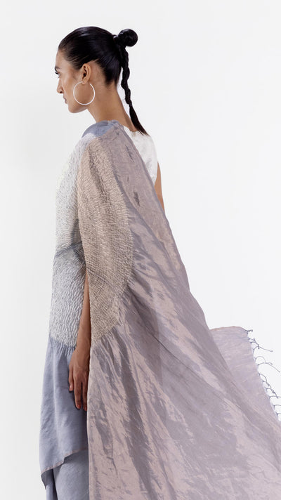 THE HANDSFREE SAREE - METALLIC GREY