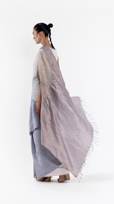 THE HANDSFREE SAREE - METALLIC GREY