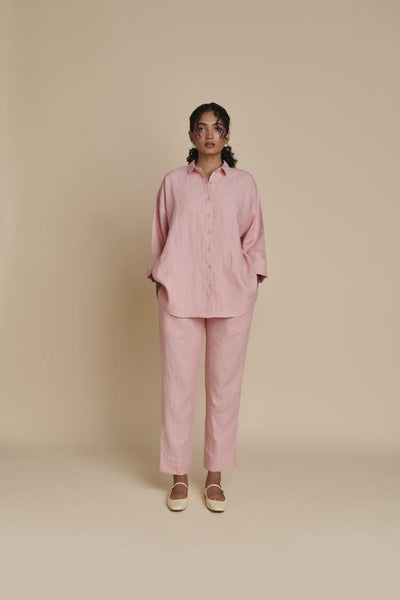 Candy Floss Linen Oversized Flared Shirt Set