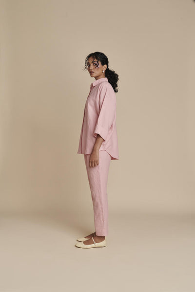 Candy Floss Linen Oversized Flared Shirt Set