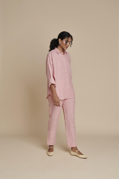 Candy Floss Linen Oversized Flared Shirt Set