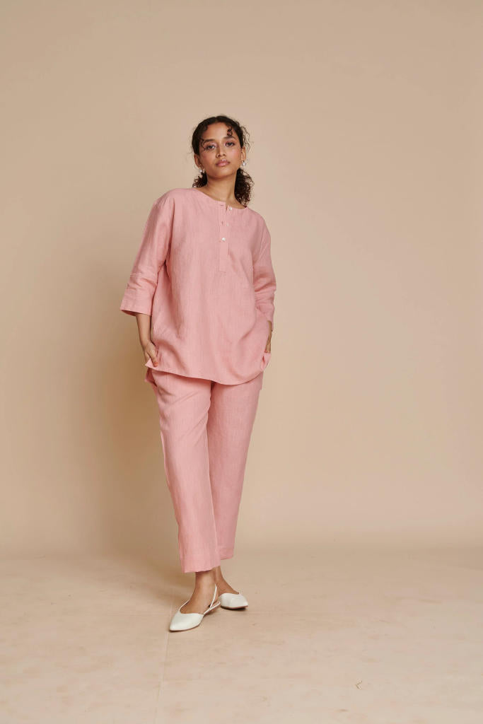 Candy Floss Linen Short Kurta