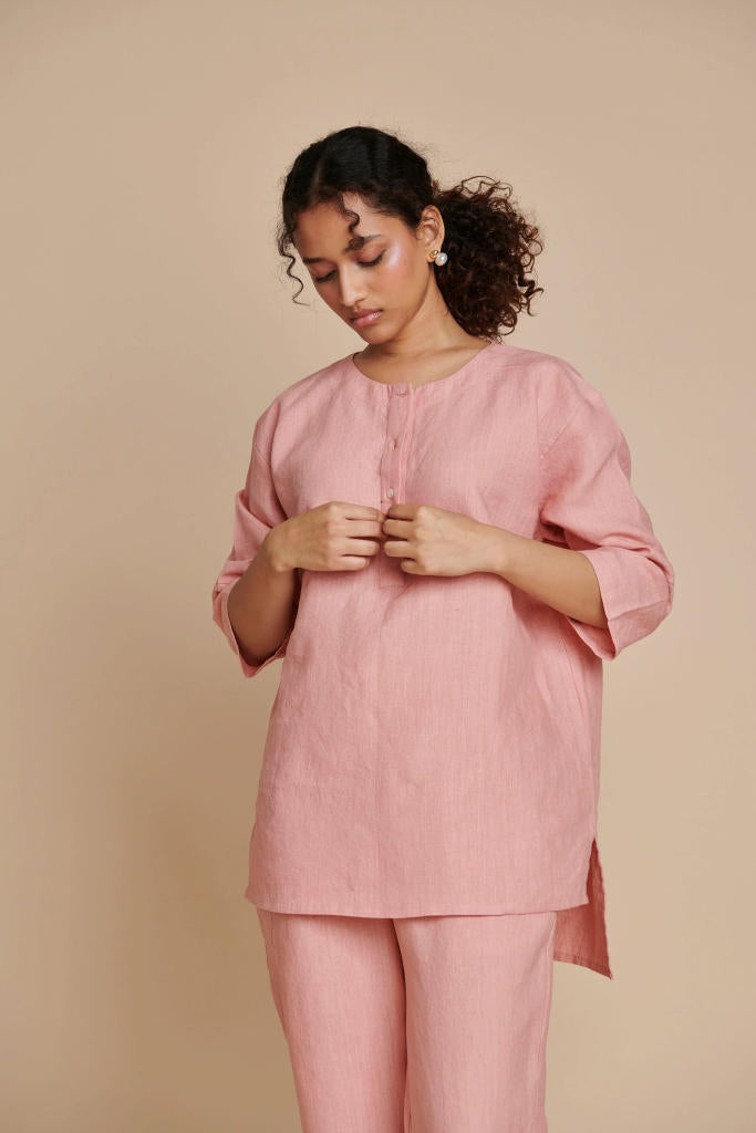 Candy Floss Linen Short Kurta