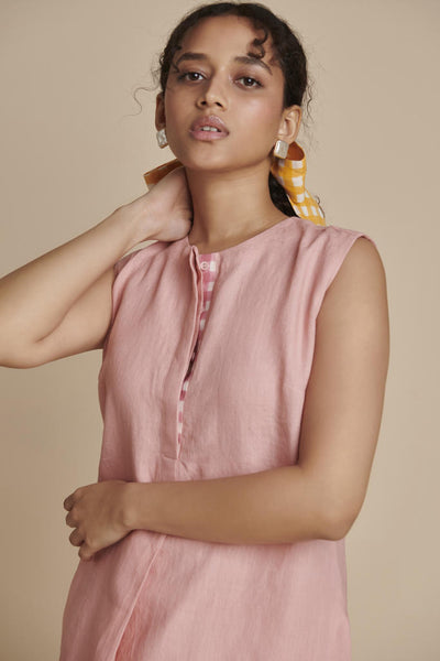 Candy Floss Linen Sleeveless Kurta Set