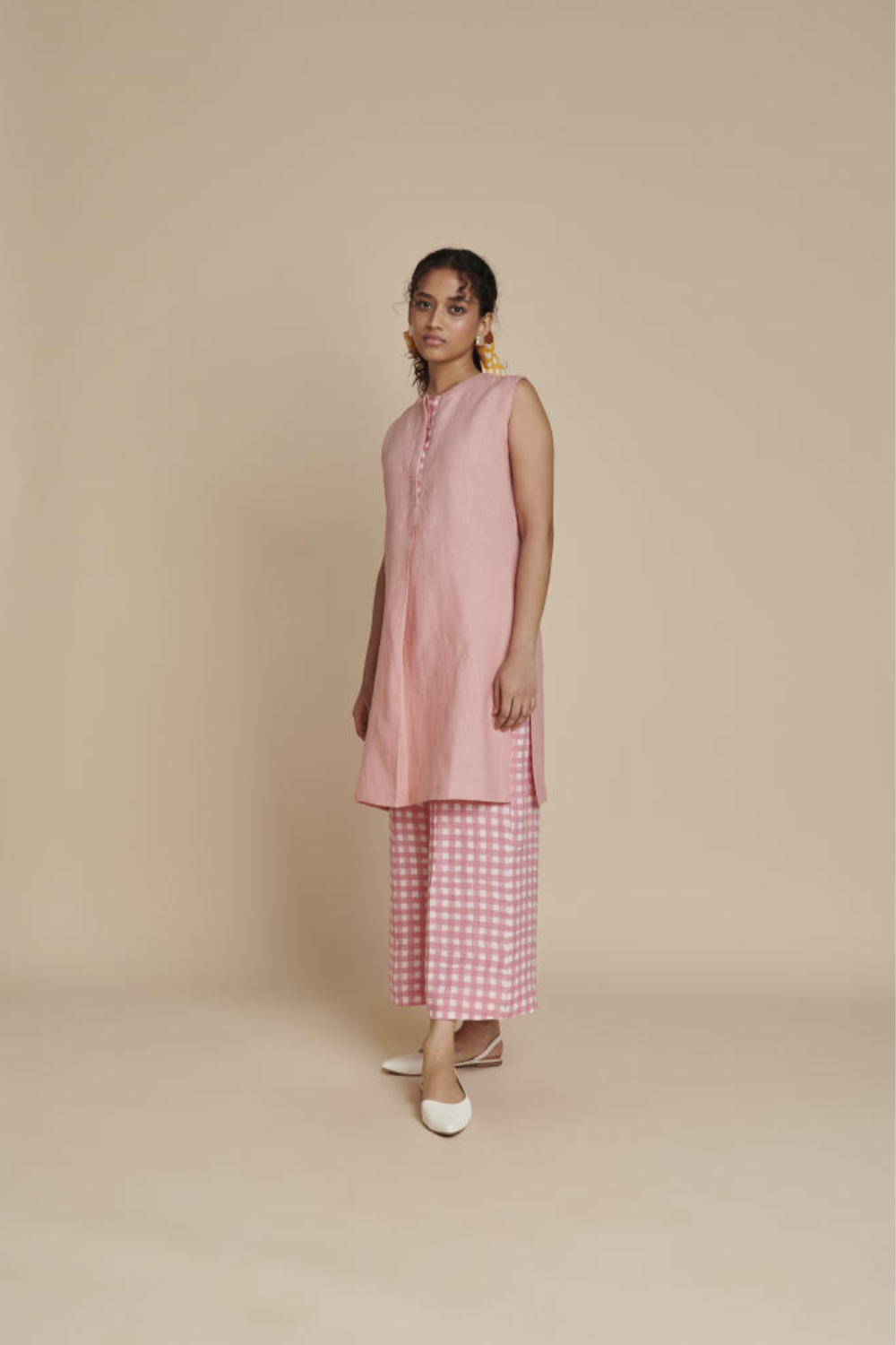 Candy Floss Linen Sleeveless Kurta Set