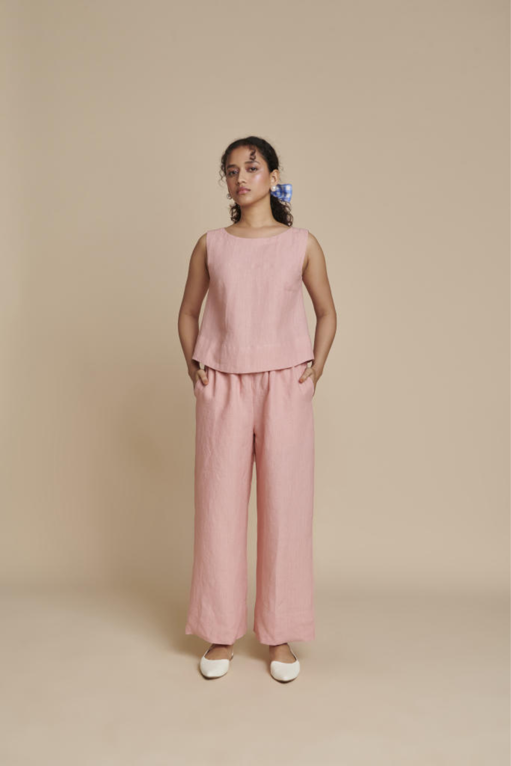 Candy Floss Linen Sleeveless Top & Pyjama Set