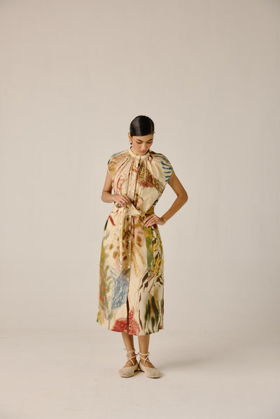Cap Sleeve Dress-Abstract