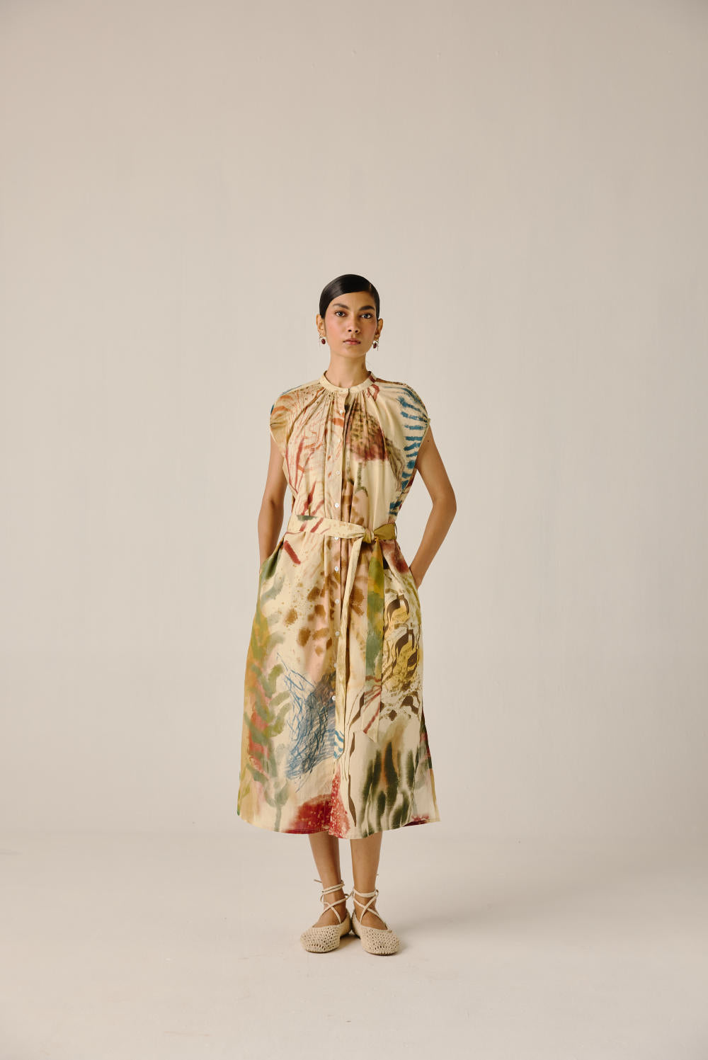 Cap Sleeve Dress-Abstract