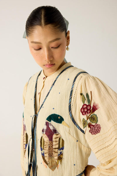 CARA SET-IVORY (HAZEL TOP+JANET GILLET+APPLIQUE PANTS')