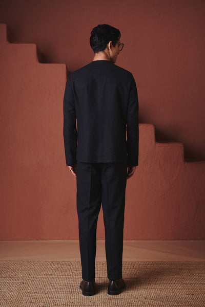 Carbon Co Linen Men's Pleated Tapered Pants