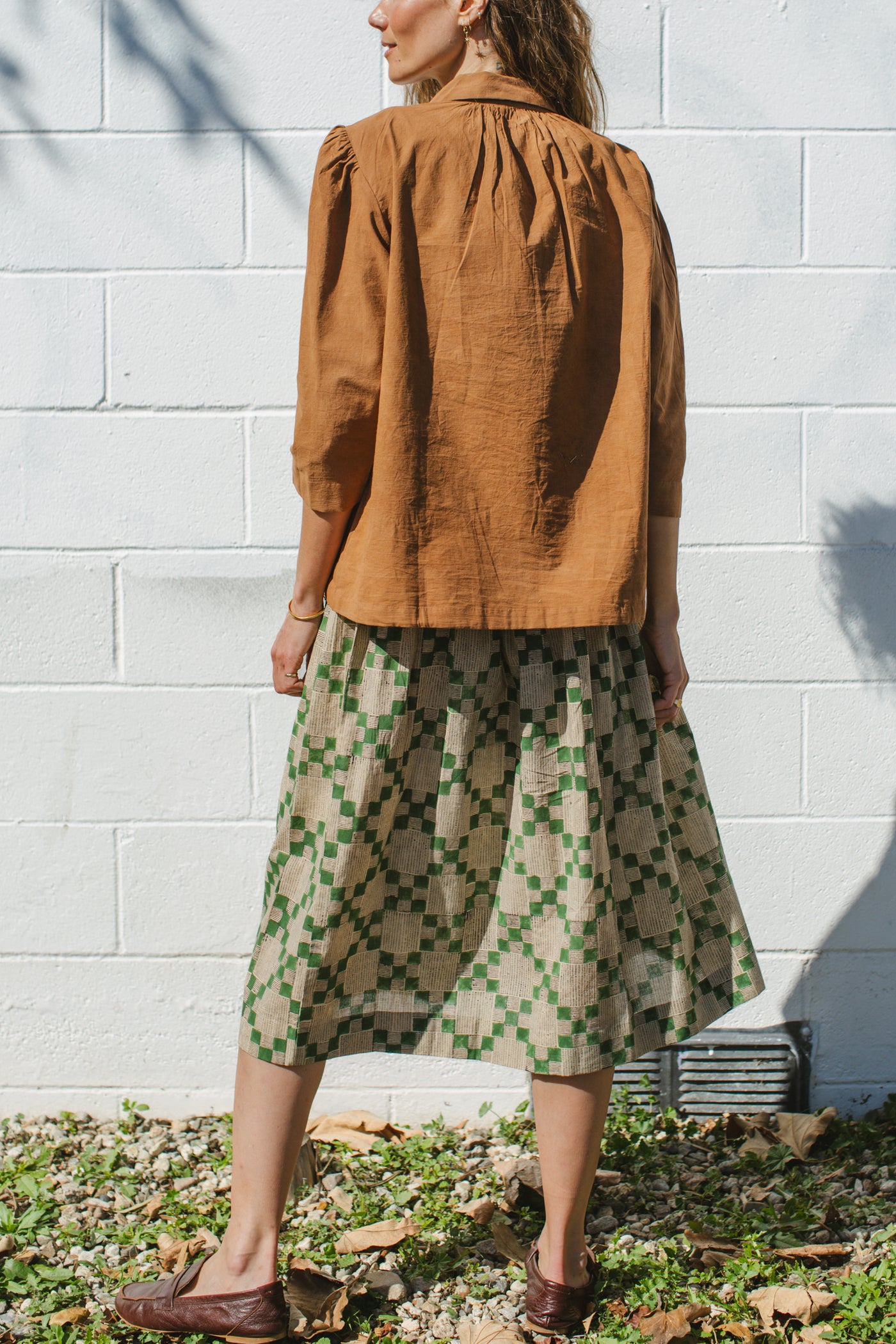 Checkered Green Skirt-Green