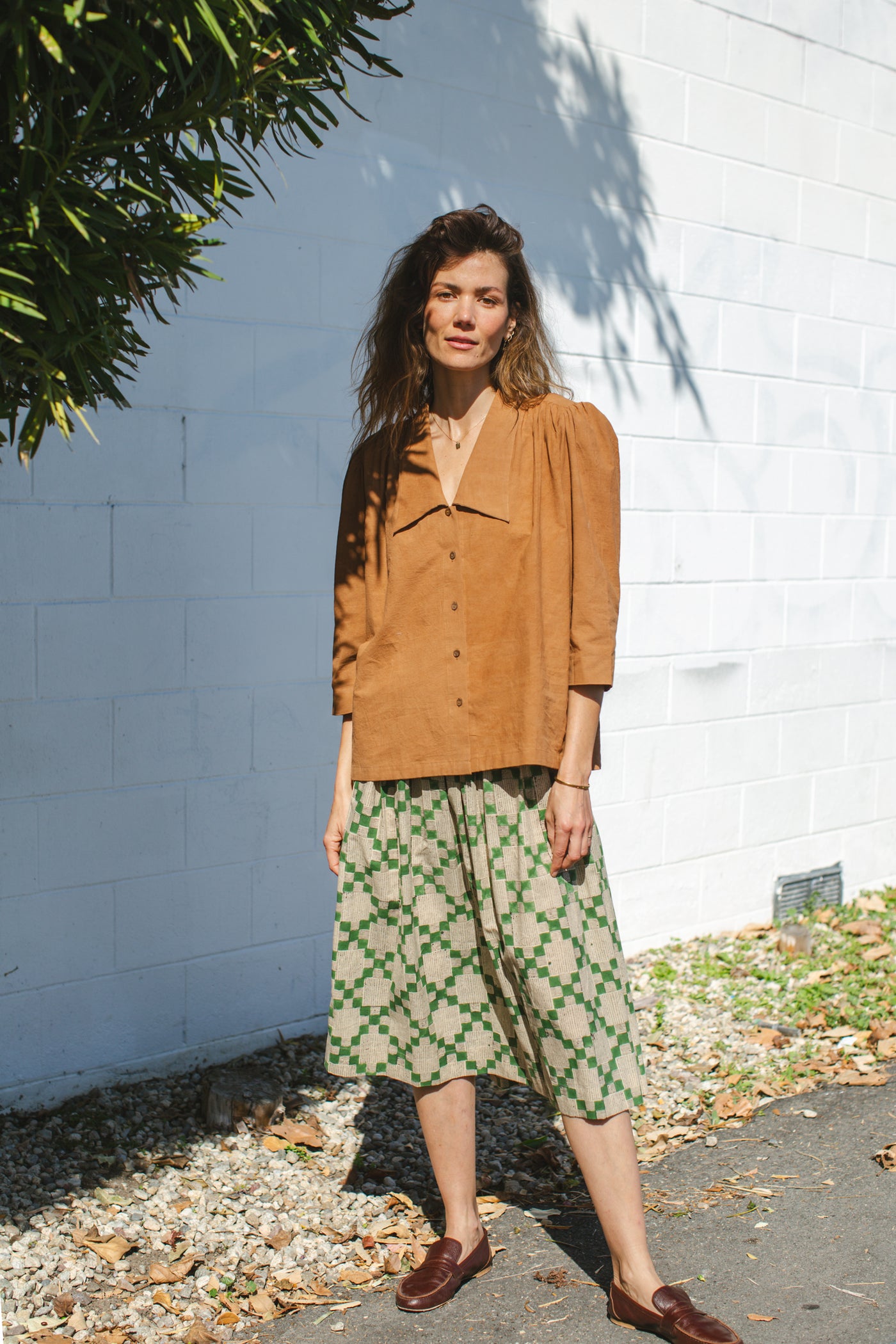 Checkered Green Skirt-Green