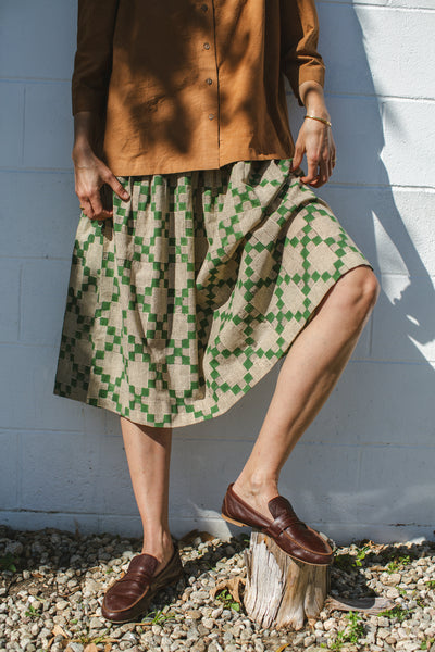 Checkered Green Skirt-Green