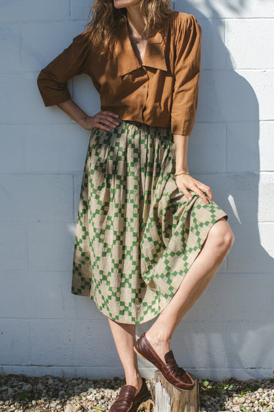 Checkered Green Skirt-Green