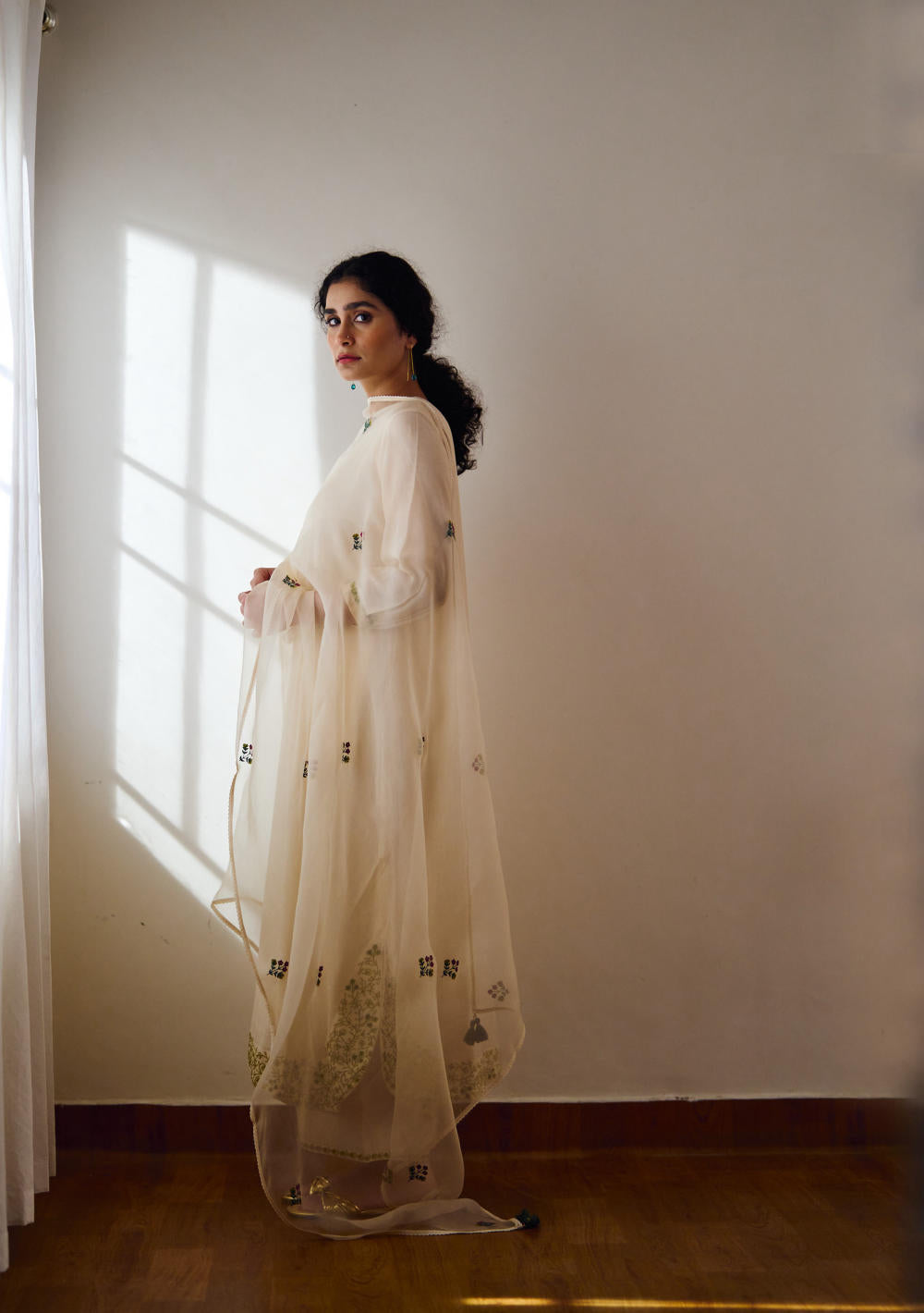 Chloris ivory organza dupatta