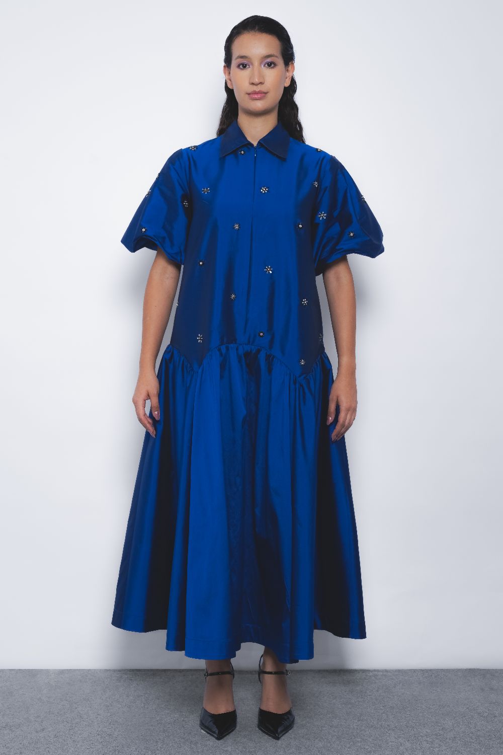 Cielo Embroidered Dress - Lapis