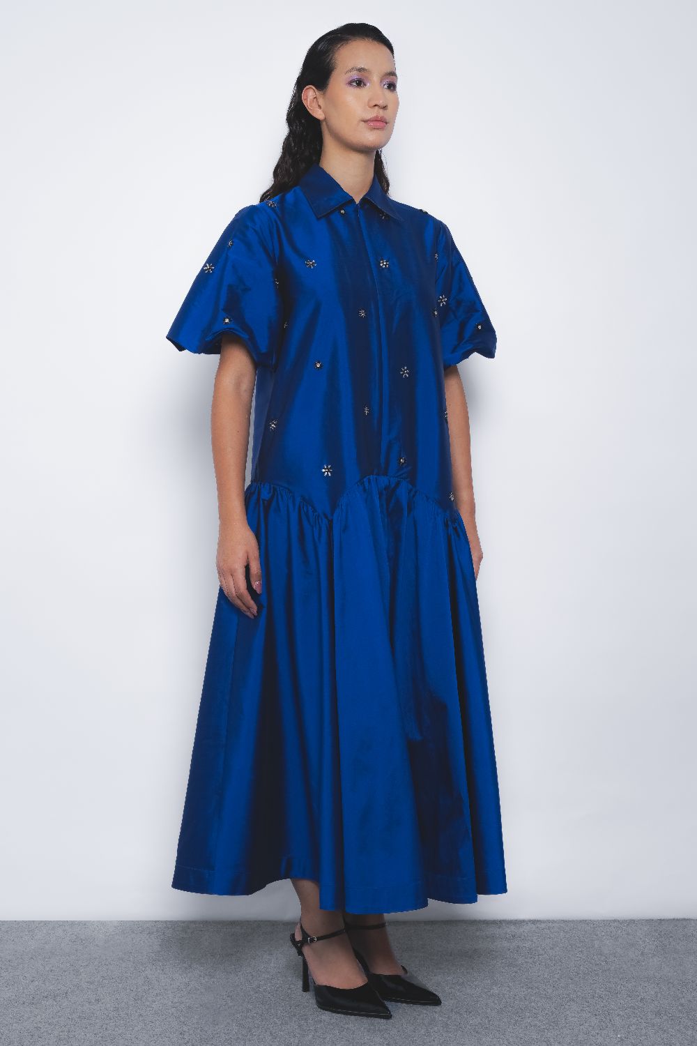 Cielo Embroidered Dress - Lapis