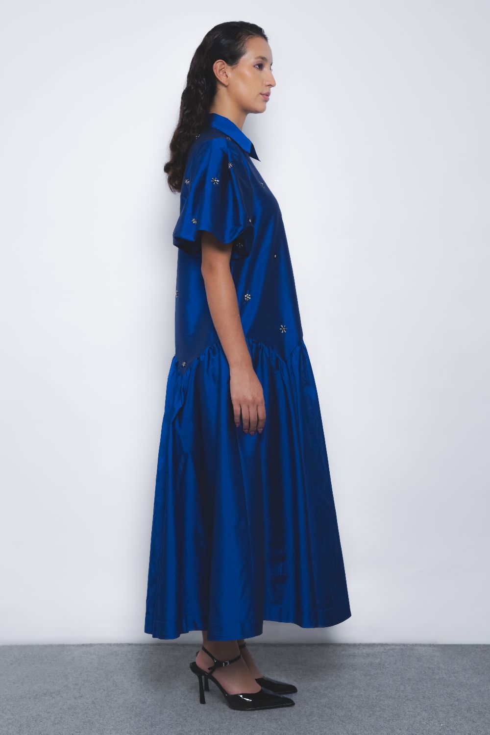 Cielo Embroidered Dress - Lapis