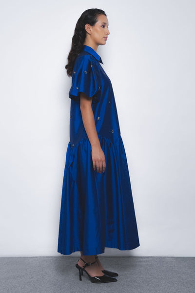 Cielo Embroidered Dress - Lapis