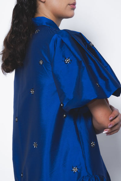 Cielo Embroidered Dress - Lapis