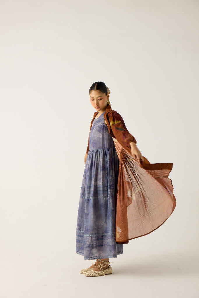 CLASSIC BUTTON DOWN DRESS +SLEEVELESS DRESS-(FOLIAGE + INDIGO)
