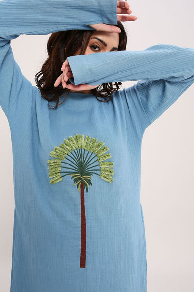 Coco Blue Embroidered Coord Set (2 PCS)