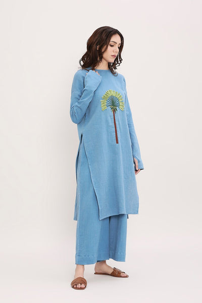 Coco Blue Embroidered Coord Set (2 PCS)
