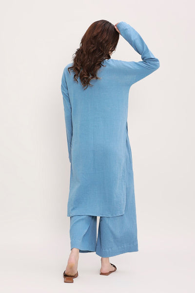 Coco Blue Embroidered Coord Set (2 PCS)