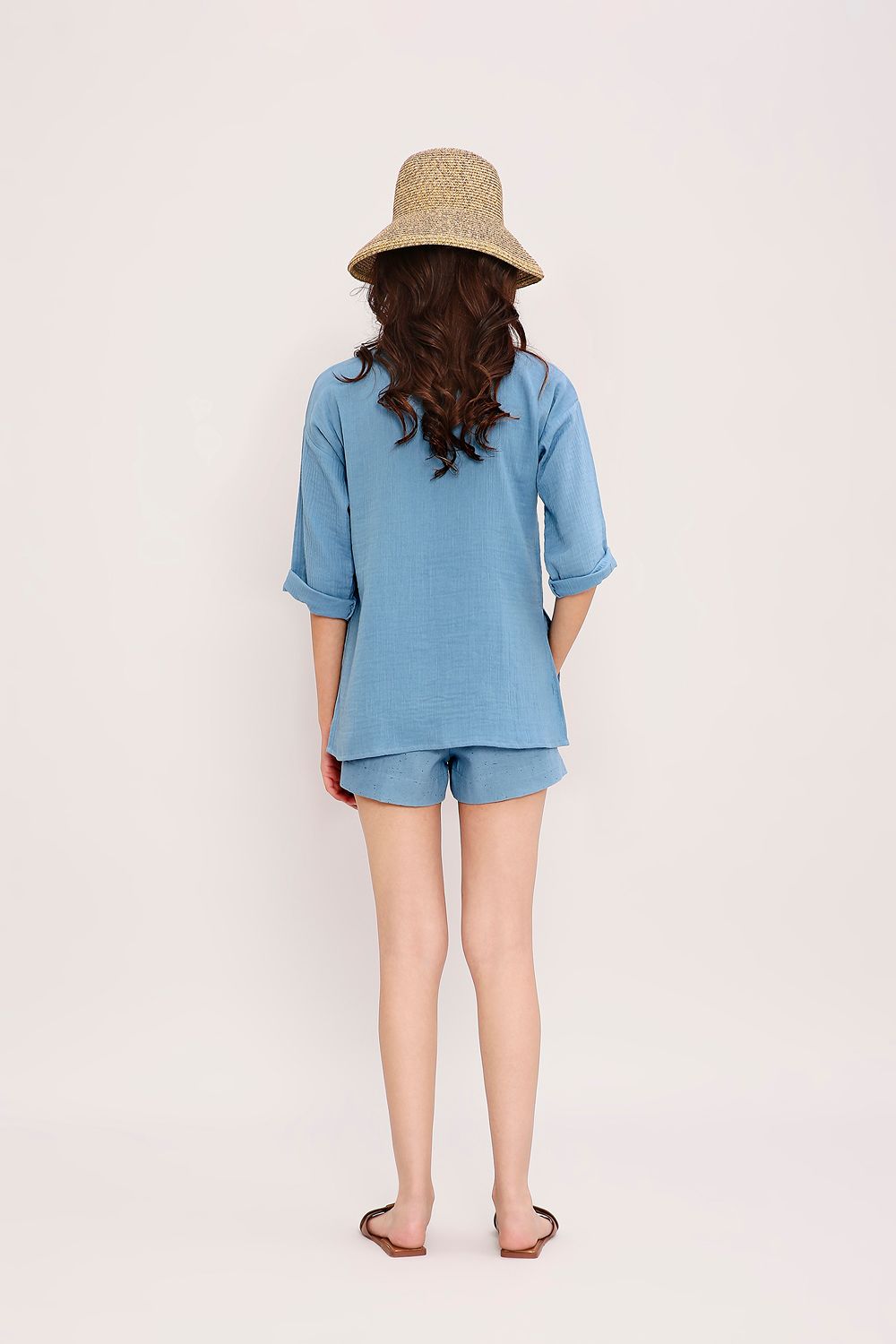 Coco Blue Embroidered Top