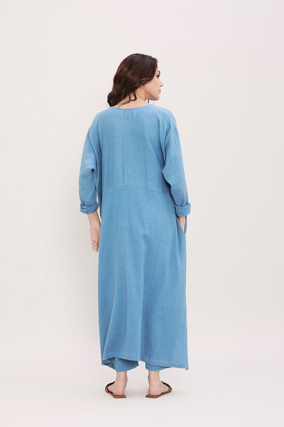 Coco Blue Kaftan Tunic Set (2 PCS)