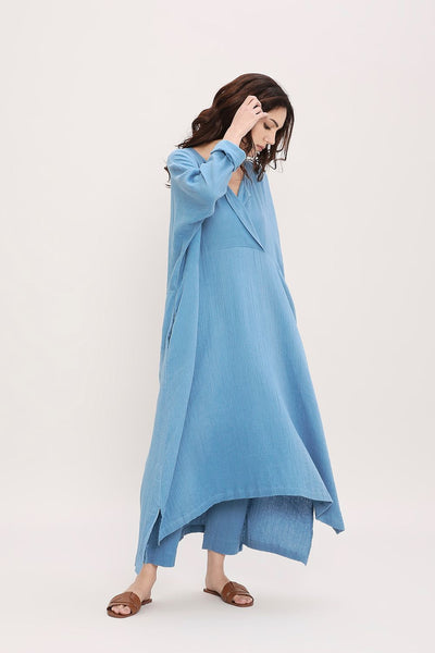 Coco Blue Kaftan Tunic Set (2 PCS)