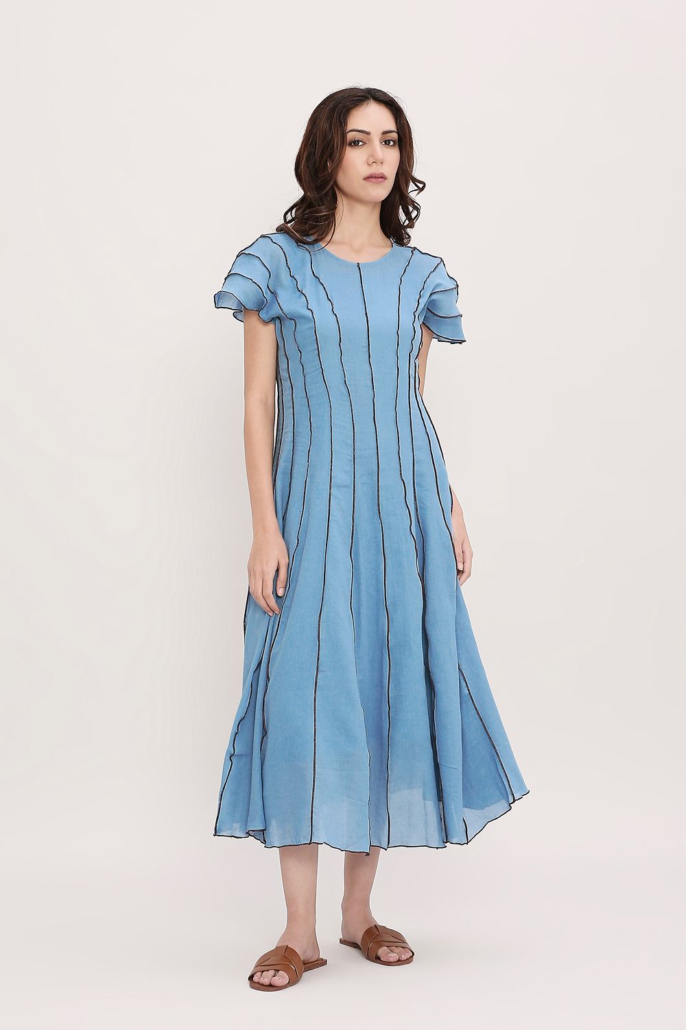 Coco Blue Moss Panelled Dress
