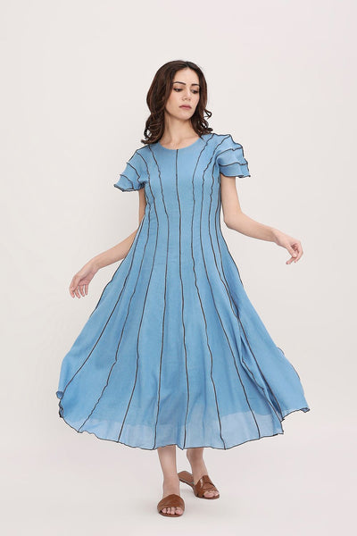 Coco Blue Moss Panelled Dress