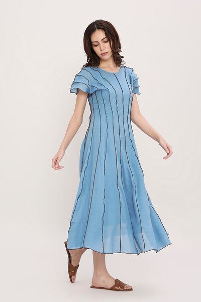 Coco Blue Moss Panelled Dress