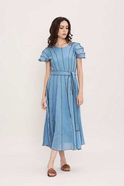 Coco Blue Moss Panelled Dress