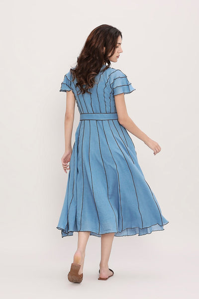 Coco Blue Moss Panelled Dress