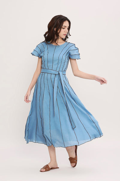 Coco Blue Moss Panelled Dress