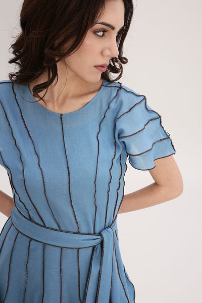 Coco Blue Moss Panelled Dress