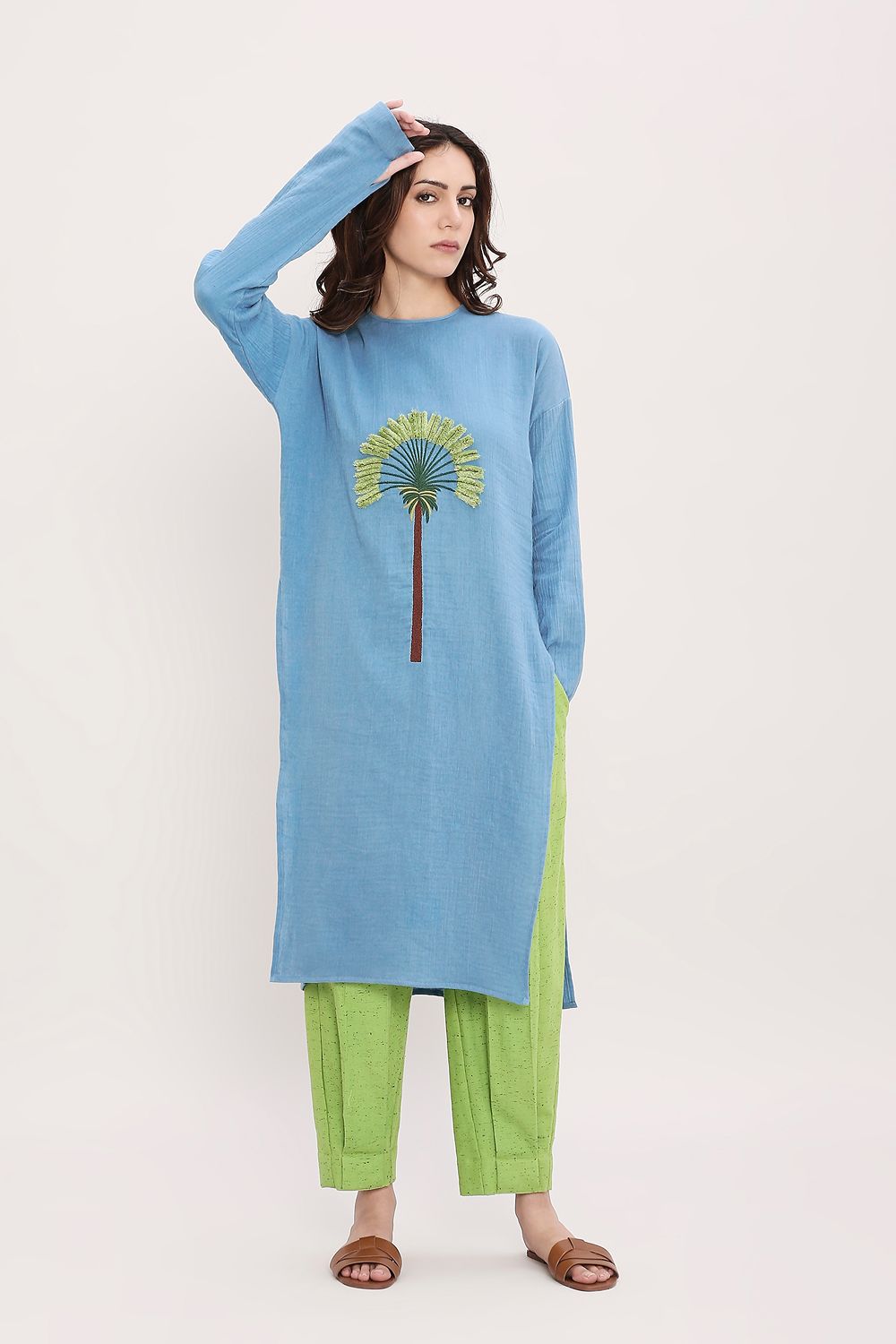 Coco Blue & Green Embroidered Set (2 PCS)