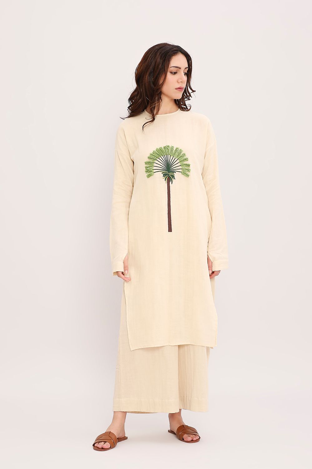 Coco Cream Embroidered Coord Set (2 PCS)