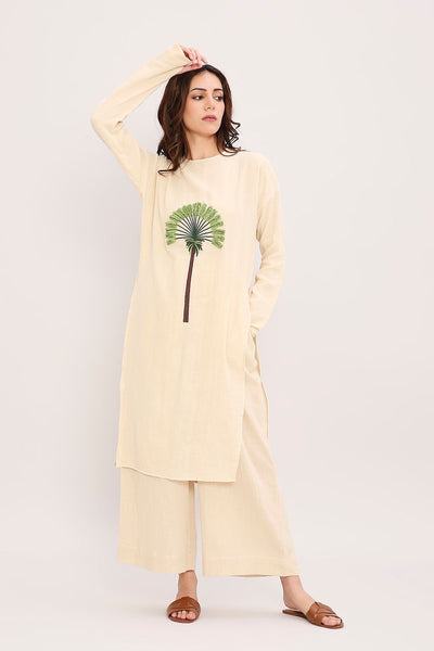 Coco Cream Embroidered Coord Set (2 PCS)