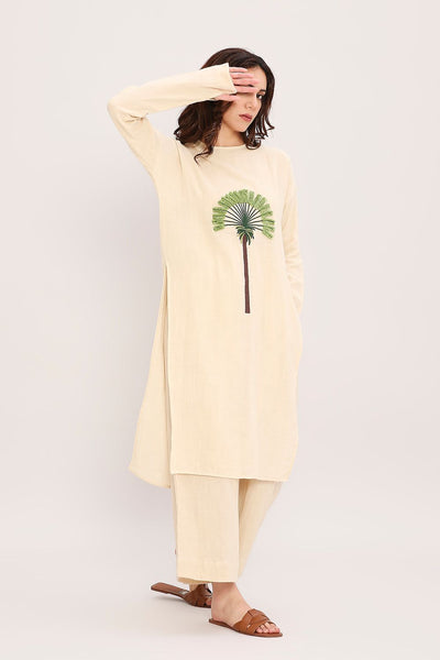 Coco Cream Embroidered Coord Set (2 PCS)