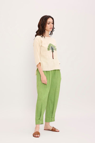 Coco Cream Embroidered Top & Pants Set (2 PCS)