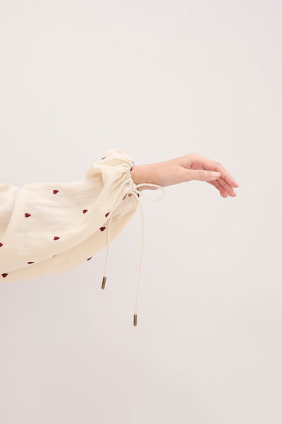 Coco Cream Heart Moss Frill Dress