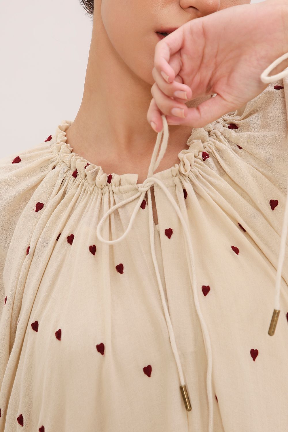 Coco Cream Heart Moss Frill Dress